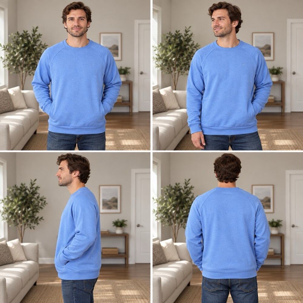 Nike Dri-FIT Men’s XL Blue Crewneck Pullover Sweatshirt Swoosh Pockets